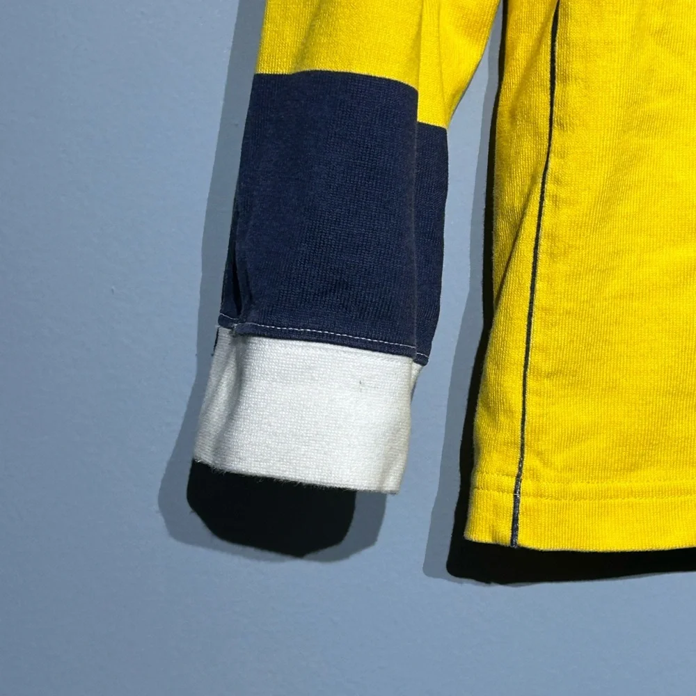 Adidas Long Sleeve Rugby Polo Shirt - Size S - Navy & Yellow Striped - Picture 5 of 5